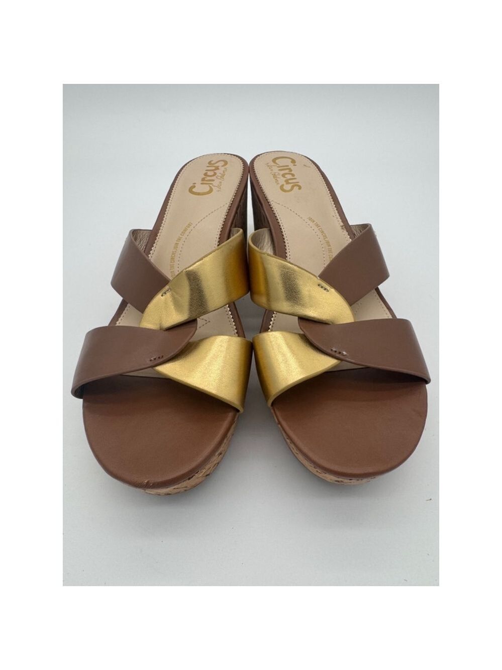 Circus by Sam Edelman women’s Brown & Gold Wedge Sandals - Size 11M